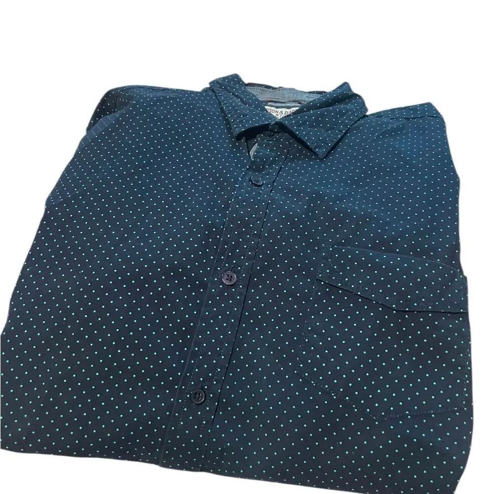 Hudson and Barrow NYC size largeMen's Navy Blue Micro Dot Button-Up Shirt